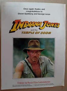 SCREEN INTERNATIONAL POSTER ADVERT INDIANA JONES AND THE TEMPLE OF DOOM Harrison - Imagen 1 de 1