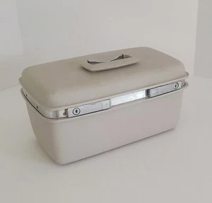 Vintage weiß hellgrau Reise Make-up Koffer Reisegepäck mit Ablage Samsonite - Bild 1 von 9