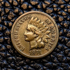 (ITM-6807) 1874 Indian Cent ~ Very Fine (VF) Condition ~ COMBINED SHIPPING! - Picture 1 of 3