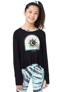 Justice Girls Top And Sports Bra Black 7/8 Collection X Glitter Graphic Logo - Picture 1 of 14