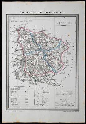 1854 - Department of The Nièvre - map And Communal Authentic - Bild 1 von 3