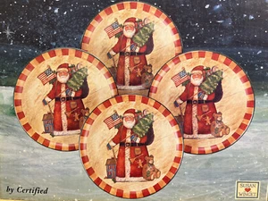 4 platos de postre vintage Susan Winget Navidad Santa 8" 1992 CIC - Imagen 1 de 3