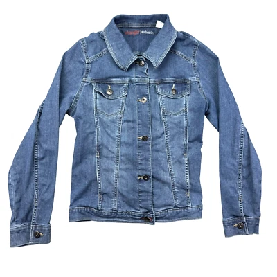 Chaqueta Wrangler Authentics para mujer grande azul denim manga larga abotonada rodeo Foto 1 de 4