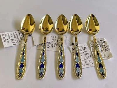 Cuchara Antigua de Plata Esmalte Ruso Taza Cuenco Vintage Caja Esterlina Taza Huevo Kovsh Foto 1 de 4