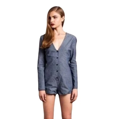 Stone Cold Fox Button Front Raw Hem Romper 2 NWOT - Image 1 of 4
