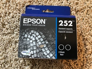 New Genuine Epson (2) 252 BLACK Ink CARTRIDGE Sealed Expires 10/24 - Picture 1 of 4