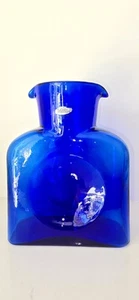 BLENKO Vintage 384 Glass Cobalt Blue Double-Spout Water Pitcher Vase Signed 2001 - Picture 1 of 6