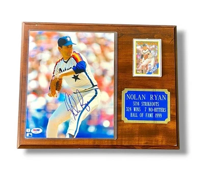 Nolan Ryan 5714 Strikeouts Stats w/Plaque Signed Photo & Sports Card w/ PSA Cert - Image 1 of 4