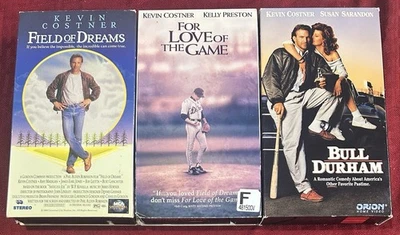 Lot Of 3 Kevin Costner Baseball VHS Movies Field Of Dreams For The Love Of The G Foto 1 de 4