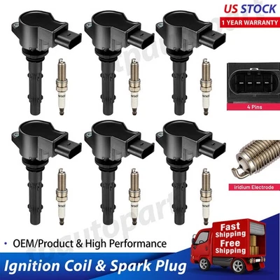 6 Ignition Bobinas + Spark Plugs UF535 For 2006-2011 Mercedes-Benz ML350 3.5L V6 - Image 1 of 4