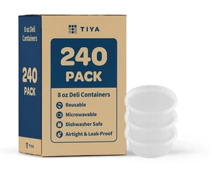 TIYA Takeout Food Containers - 8oz Bulk 240 Pack with Lids - Food Storage to-... - Picture 1 of 7