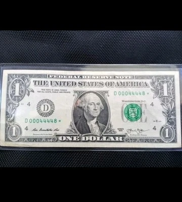  US DUPLICATE REPLACEMENT NOTE  Star Serial Number Dollar Printed  D00044448*  - Image 1 of 4