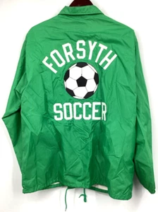 Vintage Sports Bomber 80s 90s Jacket Large Green Full Snap USA Polyester - Picture 1 of 6