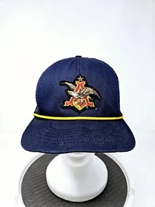 Vintage Budweiser Anheuser 80s Blue Mesh Trucker Hat USA Made FAST SHIPPING - Picture 1 of 8