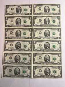 2003A complete set of 12 $2 A-L districts two dollar bills fw prints - Picture 1 of 2