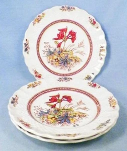 3 Copeland Spode Rosalie Bread & Butter Plates Chelsea Wicker Flowers 51878 - Picture 1 of 6