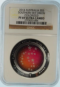 2014 Australia S$5 Southern Sky Orion Colorized NGC PF69 Ultra Cameo - Picture 1 of 2