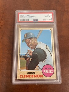 1968 TOPPS # 344 DONN CLENDENON    BASEBALL CARD PSA 4