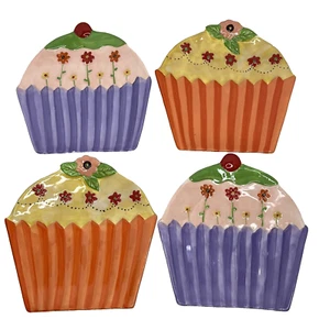 Lori Siebert Cupcake Shaped Dessert Plates 8" Set of 4 Certified International - Picture 1 of 9