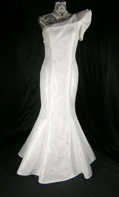 Aida Wedding Dress 8 White Rose Floral Pattern One Shoulder Floor Length USA NWT - Image 1 of 4