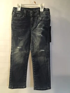 True Religion Boys  Kids Geno Slim Denim Dark Distressed Jeans Size 4 NWT D18 - Picture 1 of 5