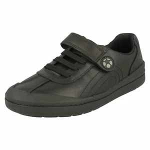 BOYS ROCK PASS BLACK LEATHER HOOK AND LOOP CASUAL SCHOOL SHOES CLARKS £29.99 - Picture 1 of 13