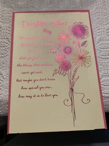 Happy Birthday For A Wonderful Daughter In Law Hallmark 5.5”x8” Greeting Card - Picture 1 of 3