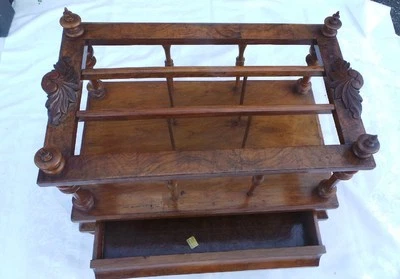 ANTIQUE early VICTORIAN MAHOGANY AUTHENTIC MAGAZINE NEWSPAPER HOLDER RACK   - Image 1 of 4