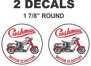 2 - 1 7/8" Round Cushman Motor Scooter Truckster Eagle Vinyl Decals - Picture 1 of 1