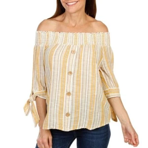 Women's Plus Unique Spectrum Stripe Smocked Top 3X - Picture 1 of 8
