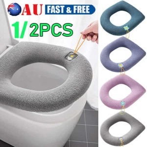 Soft Toilet Seat Bathroom Washable Warmer Cushion Mat Cover Pad Hook NEW Lid AU - Picture 1 of 41