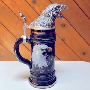 Harley Davidson Patriotic Eagle Crested German Beer Stein # 592 - Picture 1 of 8