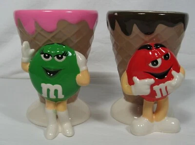 SWEET M&Ms Galerie Ice Cream Sundae Goblet Red Man along with Green Girl  - Image 1 of 4