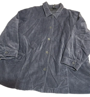 Mujer De Colección Denim & Co. Azul Marino Acanalado Botón Chaqueta Bolsillos Talla 3X Forrada Foto 1 de 4