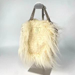 STELLA McCARTNEY Falabella Eco Fur Shoulder Bag White Women’s Used w/Storage bag - Picture 1 of 17