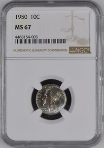 1950 10C Roosevelt Dime NGC MS67   4468154-003 - Picture 1 of 2