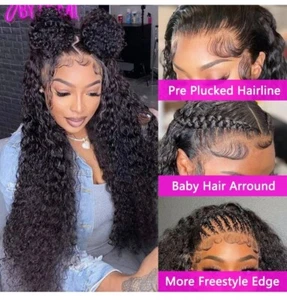 13x4 Lace Front Wigs Human Hair Pre Plucked 180% Density Brazilian Wet and Wavy - Picture 1 of 5