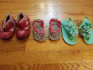 Girl's Toddler Size 5 Size 6 12-18 Month 3 Pairs Shoes Lot - Picture 1 of 9