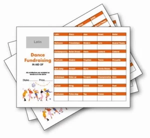 10 x 40 Dance Themed Scratch Cards A6 FULL COLOUR FUNDRAISING IDEAS CHARITY - Picture 1 of 1