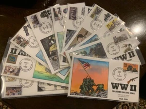 #2981a-j 1944- Victory at Last Set of 10 World War II Series 1995 Collins HP FDC - Picture 1 of 11