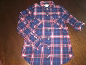NWT Mini Boden 11/12 L/S Red & Blue Plaid Shirt Top Button Down Collar - Picture 1 of 2