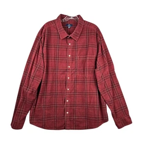 Camicia George uomo 2XL rossa a quadri con bottoni manica lunga casual vestibilità rilassata - Foto 1 di 5