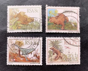 Sudáfrica 1982 dinosaurio - 4 sellos usados - Michel No. 622-625 - Imagen 1 de 2