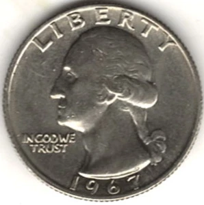 1967 WASHINGTON QUARTER IN BU CONDITION ~ PLEASE SEE THE SCAN  stk 1 - Picture 1 of 4