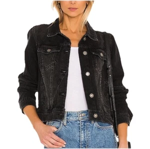 Free People We The Free Rumors giacca jeans denim con bottoni nero piccolo OB896012 - Foto 1 di 9