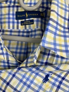 Ralph Lauren Polo Herren Classic Fit Pony blau gelb kariert 2XL Langarm - Bild 1 von 10