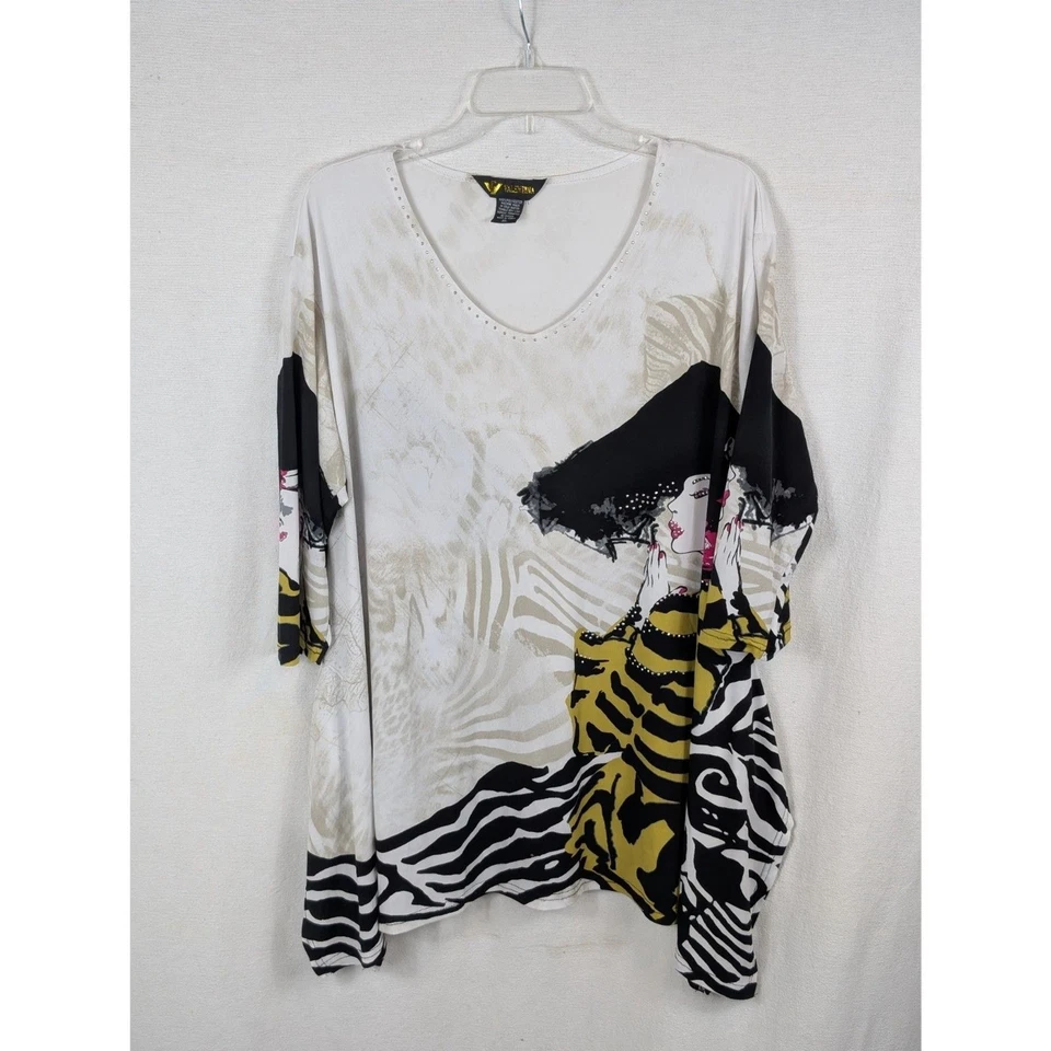 Camisa para mujer Valentina Signa diseño gráfico artístico manga 3/4 talla XL Foto 1 de 4