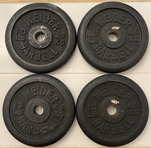 PLACAS DE PESO BARRA WEIDER 4x10 lb vintage agujero 1" 40 lb total - Imagen 1 de 3