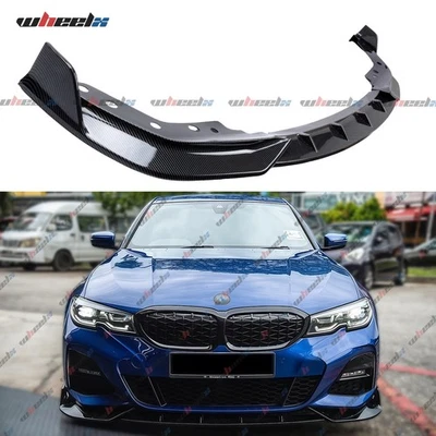Kit de labios de parachoques delantero estilo carbono para BMW G20 330i M340i M Sport 2019-20 GT. Foto 1 de 4