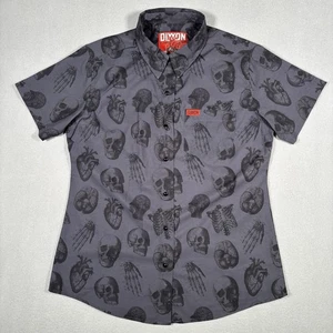 DIXXON Flannel Company Love Kills Party Shirt Men’s XSmall Gray Skulls Bamboo - Picture 1 of 11
